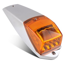 Traberm 5Pcs Truck Cab Marker Lights 17 LED Amber Top Roof Running Lights Clearance w/Chrome Base Truck Trailer Lights Replacement For Peterbilt Freightliner Kenworth Cab Marker Lights 12V Waterproof