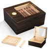 QCXWCJWD Wood Cigar Humidor with Hygrometer and Divider, Handcrafted Wood