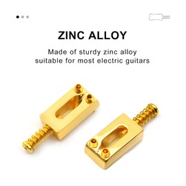 SAPHUE Guitar Bridge Saddle with Spring Screws Wrench Tremolo for Fender Strat Stratocaster Tele Telecaster Electric Guitar Replacement Parts Accessories 6Pcs Bridge Saddles（Gold）