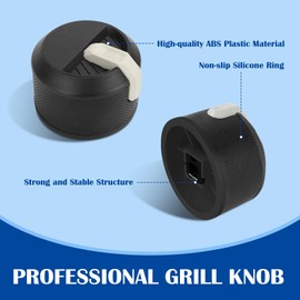 SafBbcue Grill Knobs Replacement, Black, 2-Pack, Metal, For Blackstone 17/22/28/36 inch Griddles, 4/2 Burner Knobs