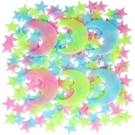 CEMIRK Glow in The Dark Stars and Moons for Kids Bedroom – 200 Glow Stars Ceiling Stickers & 6 3D Moons – Wall & Ceiling Room Decor for Boys and Girls