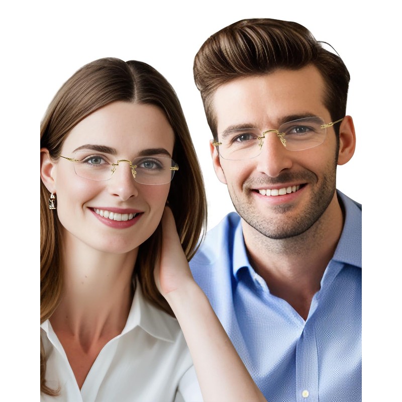 TERAISE Frameless Metal Reading Glasses for Men/Women Blue Light Blocking