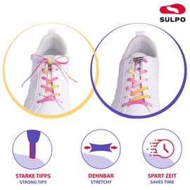 SULPO Flat Shoelaces without Tying – Elastic Shoelaces with Metal Capsules – Laces Quick Release – Rubber Shoelaces for Adults and Children – Shoe Laces without Tying