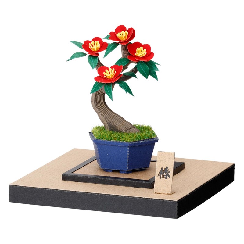 カワダ(Kawada)ペーパーナノ 360 盆栽 椿 PS-16 0.7×12×17ｃｍ 12才以上 ペーパークラフト クラフトキット ミニチュアキット