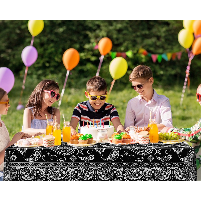 Oudain 6 Pcs Bandana Party Tablecloths,54 x 108 Inch Plastic