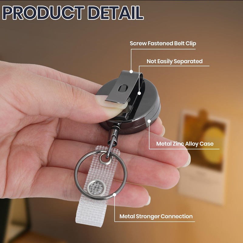 Heavy Duty Badge Reels 3 Pcs Retractable Badge Holder,Metal Badge