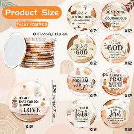 Y1tvei Bible Verse Compact Mirrors - 108Pcs Boho Christian Gifts Bulk Bible Verse Mini Compact Mirrors Inspirational Small Portable Round Pocket Makeup Mirror for Purse Church Party Favors for Women