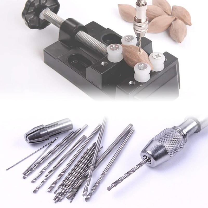 Saipor Mini Hand Drill Set Pin Vise + 20 Pieces