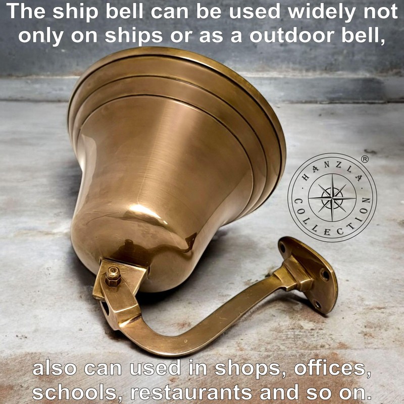 Hanzla Collection 7" Height Antique Brass Bell Wall Mount Marine