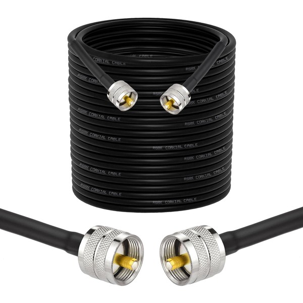 Superbat 50ft RG8X Coaxial Cable, Male to Male PL259 Connectors,