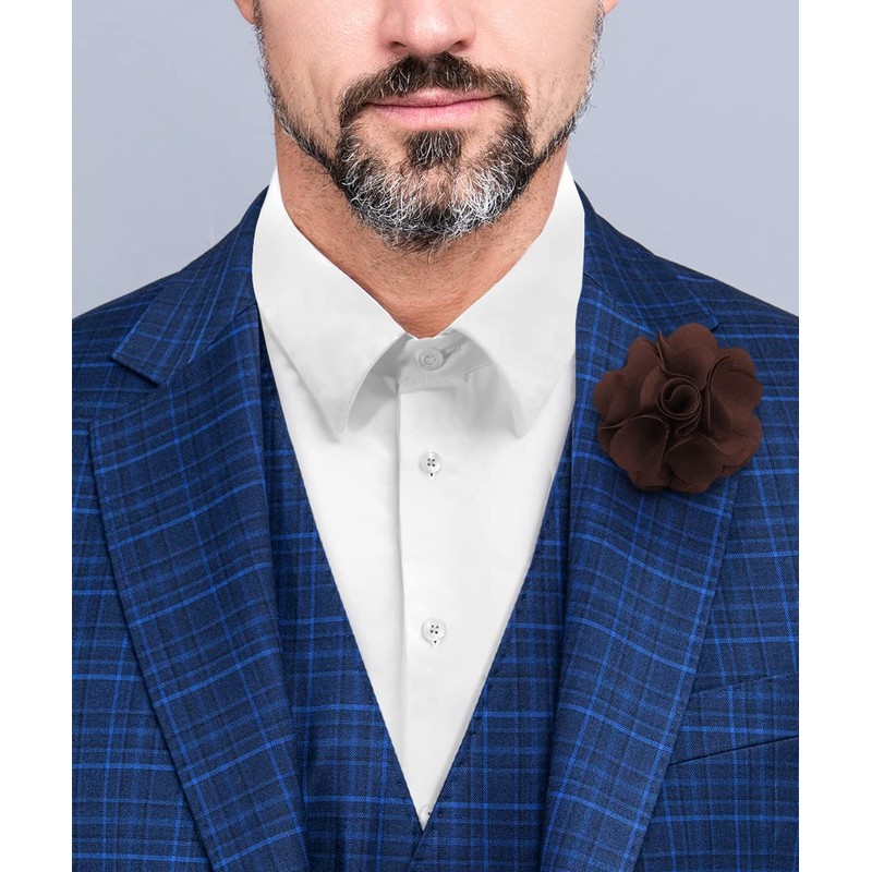 Vittorio Vico Men's Formal Solid Color Flower Lapel Pin -