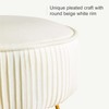 LUE BONA Pleated Vanity Stool, Velvet Upholstered Vanity Stool for