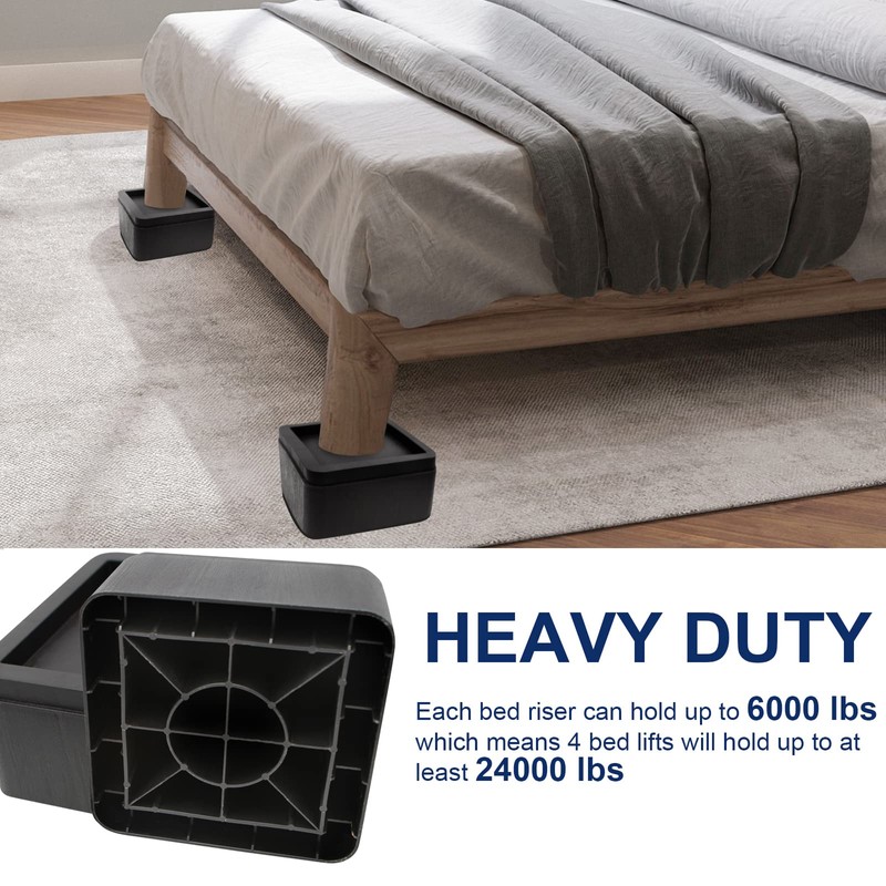 Oversized Bed Risers, 3 inch Lift, 8 Pack Heavy Duty