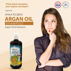 Vita A to Zee Moroccan Argan Oil Biotin Shampoo & Conditioner Set (2 x 16.9 Fl Oz) | Natural Hair Repair, Moisturization & Conditioning Treatment for Dry, Damaged Hair | DHT Blocker & Anti Hair Loss