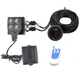 ZHSYMX 12v Solenoid Valve Air ride Suspension manifold valve with remote controller 0-200psi with double display air pressure gauge