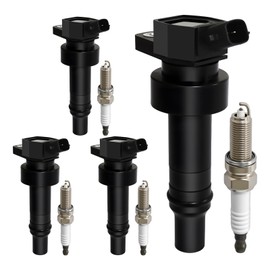 2012-2019 UF652 Ignition Coil Pack and 93815 Spark Plugs Compatible for Kia Soul Rio 2012-2019, Hyundai Veloster 2012-2017, Accent 2012-2019, 1.6L L4, Replaces 5C1860 27301-2B100