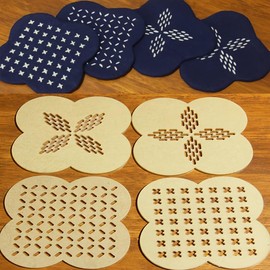 4pcs/Set arylic Quilting Template,Sashiko Embroidery Reusable 3.66inch Painting Drawing Templates for Hand-Made Coaster Tea mat sashiko Drawing Set DIY Art Craft