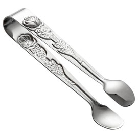 JYTDBCS Sugar Tongs, U Shaped Ice Tongs Stainless Steel Mini Serving Tongs - 4Inch Rose Sugar Cube Tongs for Tea Party, Coffee, Appetizers, Desserts Kitchen Tools(Silver)