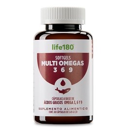 Multiomegas Life180 con 3 tipos de omegas (3, 6, 9), 60 softgels                                                                                      