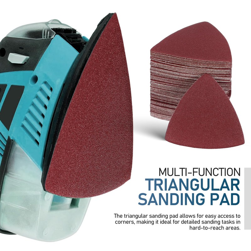 Mobestech 100Pcs Triangle Sanding Pads Sand Paper Sander Tools Sanding