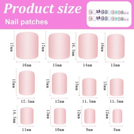 PEXIVOZ Pack of 24 Cute Fake Nails with Pattern, Artificial Nails, Made of Acrylic, Lightweight, Easy to Reuse, Press On Nails, with Glue/Nail Glue (White)
