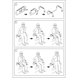 Secure PAR-1 Standing Assist Rail with Padded Grab Handles, Chrome - Elderly, Handicapped, Disabled Stand Support Lift Aid for Home and Travel - Folding Design for Easy Transport