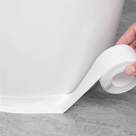 Toilet Caulk Sealant Tape, White Caulk Tape Waterproof Self Adhesive, Bathtub Caulk Sealing Strip Tape for Bathroom Caulking Tape Shower Caulk