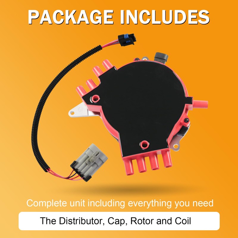 Red Ignition Distributor With Wire Harness, Cap and Rotor 10457702