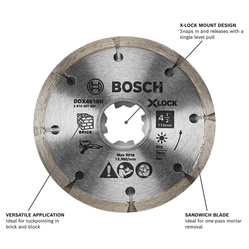 BOSCH DDX4510H 4-1/2 in. X-Lock Premium Sandwich Tuckpointing Blade for