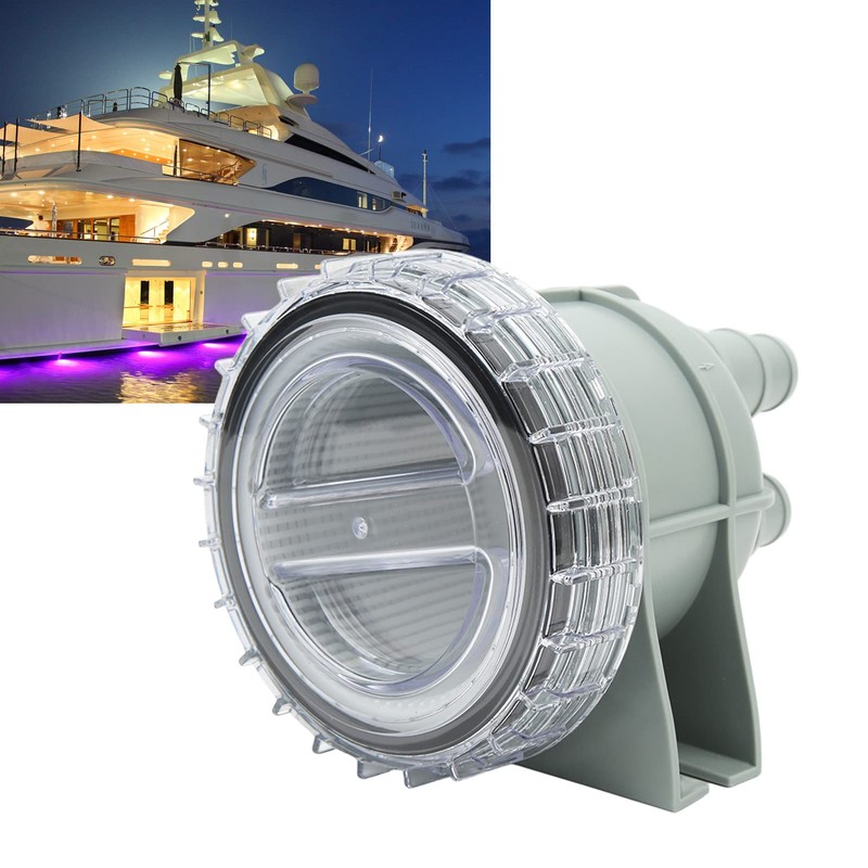 Fockety Seawater Screen Filter, ABS Plastic Transparent Housing Connections in