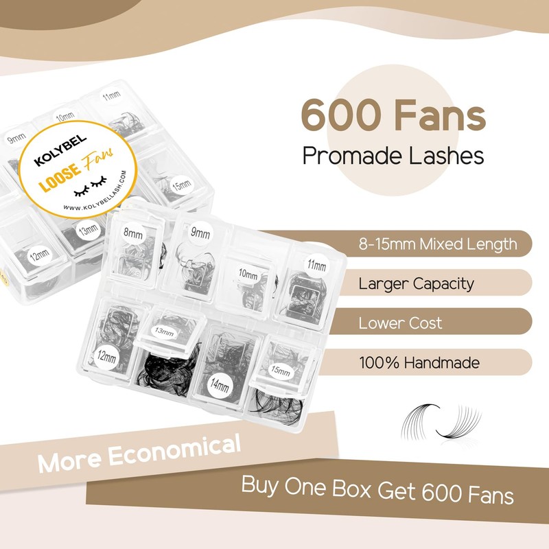 Premade Fans Eyelash Extensions 600 Fans 16D Handmade Volume Lashes