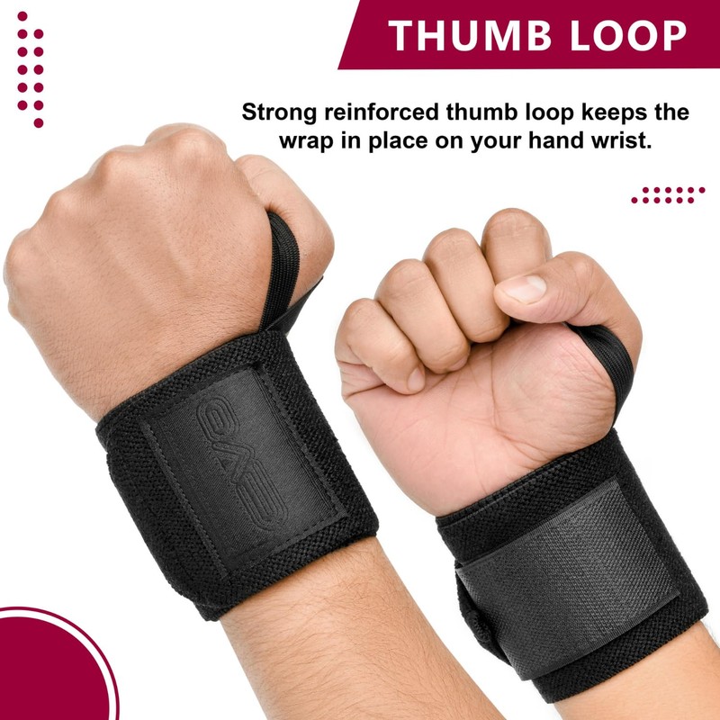 EVO Fitness Pair of 18” Deep Black Weight Lifting Wrist