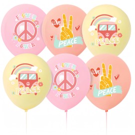 13Pcs Groovy Balloons Retro Hippie Decor/Peace Sign Groovy Hand Balloons for Groovy Birthday Party/Peace Sign Decor/Peace & Love 60's 70's Groovy Retro Decor/Girls Spring Birthday Party
