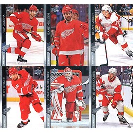 2020-21 Upper Deck Series 1 Detroit Red Wings Team Set of 6 Cards: Justin Abdelkader(#64), Jonathan Bernier(#65), Filip Hronek(#66), Dylan Larkin(#67), Frans Nielsen(#68), Filip Zadina(#69)