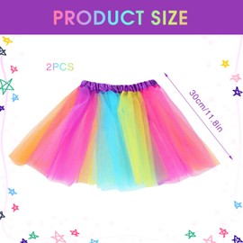 Ninnyi 4 Pcs Rainbow Tutu Skirts for Girls, Rainbow Tutu Dresses for Women Festival Outfits with Hairbow