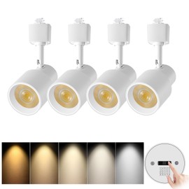 AIBISOD 10W 5-Color LED Track Lighting Heads, Dimmable H Track Light Heads 2700-6000K Flexible Adjustable Track Lighting Head Fixtures CRI90+24° for Accent Art Task, White Track Lighting Heads 4 Pack