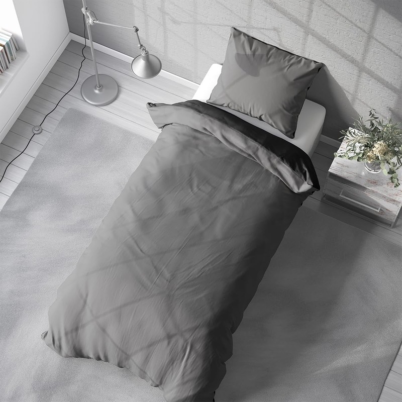 Visaggio Reversible Microfibre Bed Linen 135 x 200 cm Grey