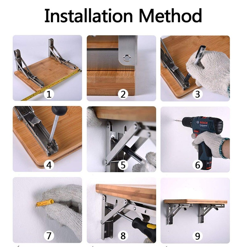 1 pair of folding brackets, 240 x 136 mm, folding