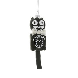 Cody Foster Black Retro Cat Clock Ornament Glass 5" GO-6416-BK