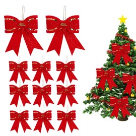KFSCIP 12 Pcs Christmas Bows, Christmas Tree Bows, Red Bows For Christmas Tree, Red Christmas Bows, Bows For Christmas Tree, Christmas Bow Christmas Bows Decorative Xmas Decor Wreath Ornament