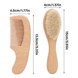 Cepillo Bebé Cerdas Naturales Suaves Y Peine De Bambú                                                                                                 