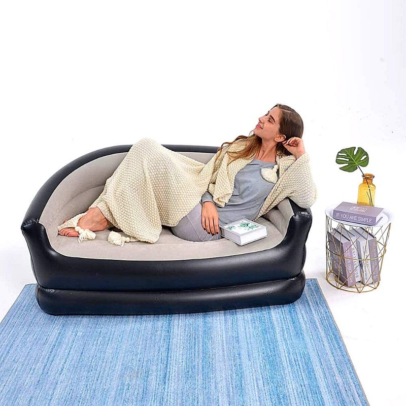 Yosogo Folding Portable Inflatable Double Sofa, Lazy Flocking Two-Seater Lounge