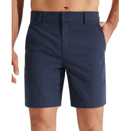 Libin Men's Golf Shorts 7" Work Dress Shorts Casual Flat Front Hybrid Shorts Lightweight Quick Dry Water Resistant, Navy, Size 30