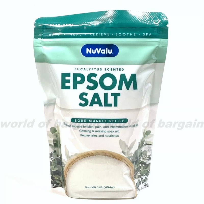 Nuvalu Epsom Salt Bath Spa Eucalyptus Scented Sore Muscle Relief