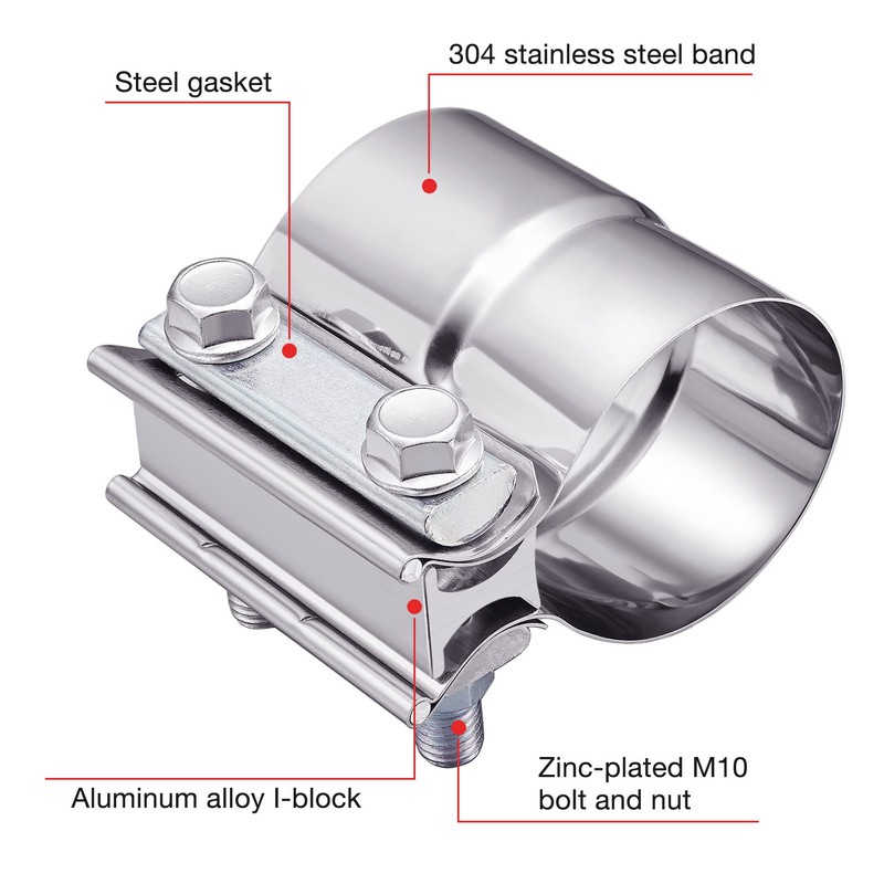 EVIL ENERGY Exhaust Clamp, Lap Joint Band Clamp Stainless Steel