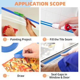 KICNIC Painters Tape 180 Yards, Blue Tape, Removable Masking Tape for Painting, Classroom, Wall, Art Supplies (3 Rolls, 0.7in x 60yd Each)