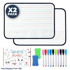 Dry Erase Board for Kids, Set of 2 Lined Magnetic Dry Erase Board for Learning