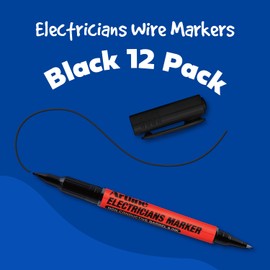 Artline Electricians Markers | Twin-Nib | Professional Series | Non-Conductive Ink & Barrel | EKPR-ELFT | 0.4mm Fine/1.0 Bullet Tips | Pack of 12 | Black