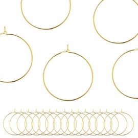 BEADNOVA Wine Charm Rings 60pcs Gold Plated 25mm Beading Charm Rings for Wine Glass DIY Crafting Festival Party Favor
