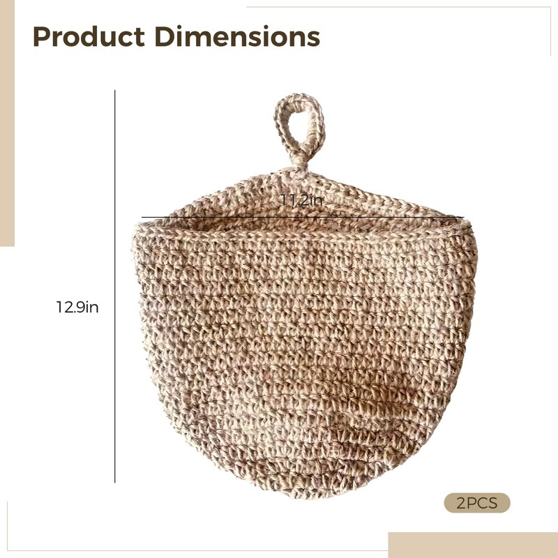 2 Pcs Hanging Vegetable Baskets for Kitchen, Cotton Rope Potato